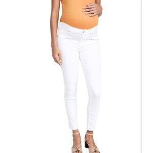 7 For All Mankind, The Ankle Skinny Women's White Maternity Jeans